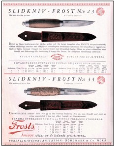 Early ad for Frost's Classic Mora Knife Early ad for Frost's Classic Mora Knife
