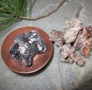 Charcoal Chunks & Dried Pine Resin Pieces