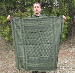 How to Tie a Shemagh: STEP 1: Start with it open in a full Square.