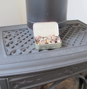 Melting Pine Resin Clusters on Fireplace