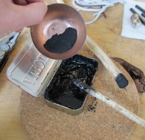 Mix Crushed Charcoal Into Melted Pine Sap