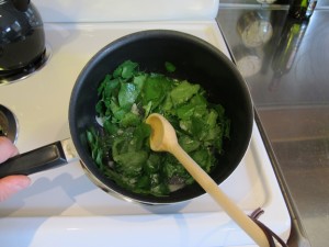 Lamb's Quarter Leaves, Chopped Onion & Butter...Steaming Lamb's Quarter Leaves, Chopped Onion & Butter...Steaming