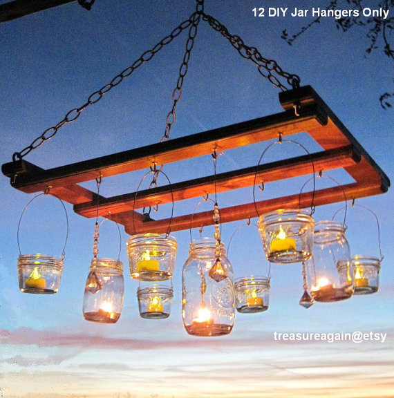 Mason Jar Chandelier Made From Pallets